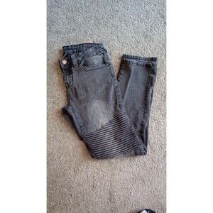 True Religion Geno Black Moto Relaxed Slim Jeans Boy’s Size 14